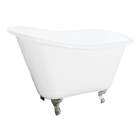 Aqua Eden Clawfoot Bathtubs, 51.19 L, 30.69 W, White/Brushed Nickel, Cast Iron VCTND5130NT8